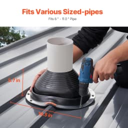 SucceBuy Roof Pipe Flashing Boots Fit Pipe OD 6"to11" Flexible EDPM Roofing Jack Pipe Flashing High Temp -67℉to 212℉ for Chimney