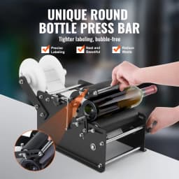 SucceBuy Manual Round Bottle Labeling Machine 15-20 pcs/min Adjustable Labeler for Bottles Dia 0.78-4.72 in (with Pressing Bar)