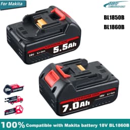 5.5Ah/7.0Ah BL1860B-D Replace for Makita 18V BL1850B BL1830 BL1815 BL1890 Li-on Battery Pin Compatible with Cordless Power Tool