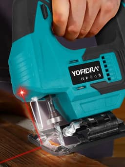 YOFIDRA 3800rpm Brushless Electric Jig Saw Infrared Laser Curve Saw Multi-Function Woodworking Tool For Makita 18V Battery pin