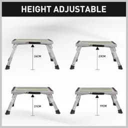 HORUSDY Telescopic Folding Step Stool Aluminium Step Adjustable Hight Platform Caravan 200KG