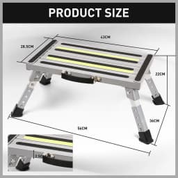 HORUSDY Telescopic Folding Step Stool Aluminium Step Adjustable Hight Platform Caravan 200KG