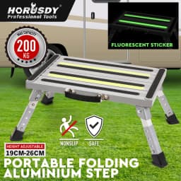 HORUSDY Telescopic Folding Step Stool Aluminium Step Adjustable Hight Platform Caravan 200KG