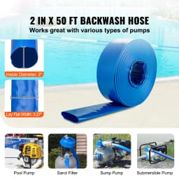 SucceBuy Pool Drain Hose 2 inch by 50ft Durable PVC Material Clamps Fits Pumps Sand Filters Ideal for Pool Water Removal