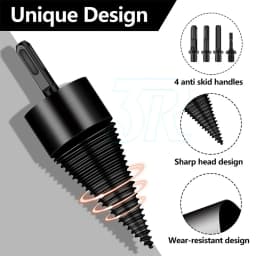 5x High Speed Twist Firewood Drill Bit Wood Splitting Splitter Cone Driver 42mm