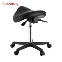 SucceBuy Ergonomic Saddle Stool with 5 Swivel Casters 360° Rotation 20.1-28in Height Adjustable Round Stool for Bar Salon Office