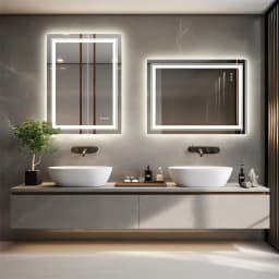 Luxury LED Bathroom Mirror with Double Lights, Dimmable, IP65 Waterproof, Anti-Fog, Crystal Clear Vanity Makeup Mirror