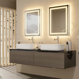 Luxury LED Bathroom Mirror with Double Lights, Dimmable, IP65 Waterproof, Anti-Fog, Crystal Clear Vanity Makeup Mirror