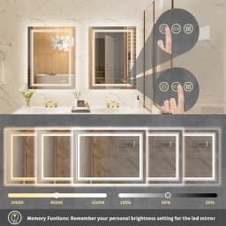 Luxury LED Bathroom Mirror with Double Lights, Dimmable, IP65 Waterproof, Anti-Fog, Crystal Clear Vanity Makeup Mirror