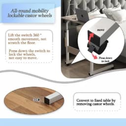 PORIYA Mobile Laptop Desk Computer Table Stand Adjustable Bed Bedside Portable Study