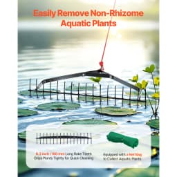SucceBuy 32 in Aquatic Weed Rake 6.3 Double Weeds Cutter w/ 30ft Rope No Assembly Required Clearing Tool to Pond Lake Rivulet