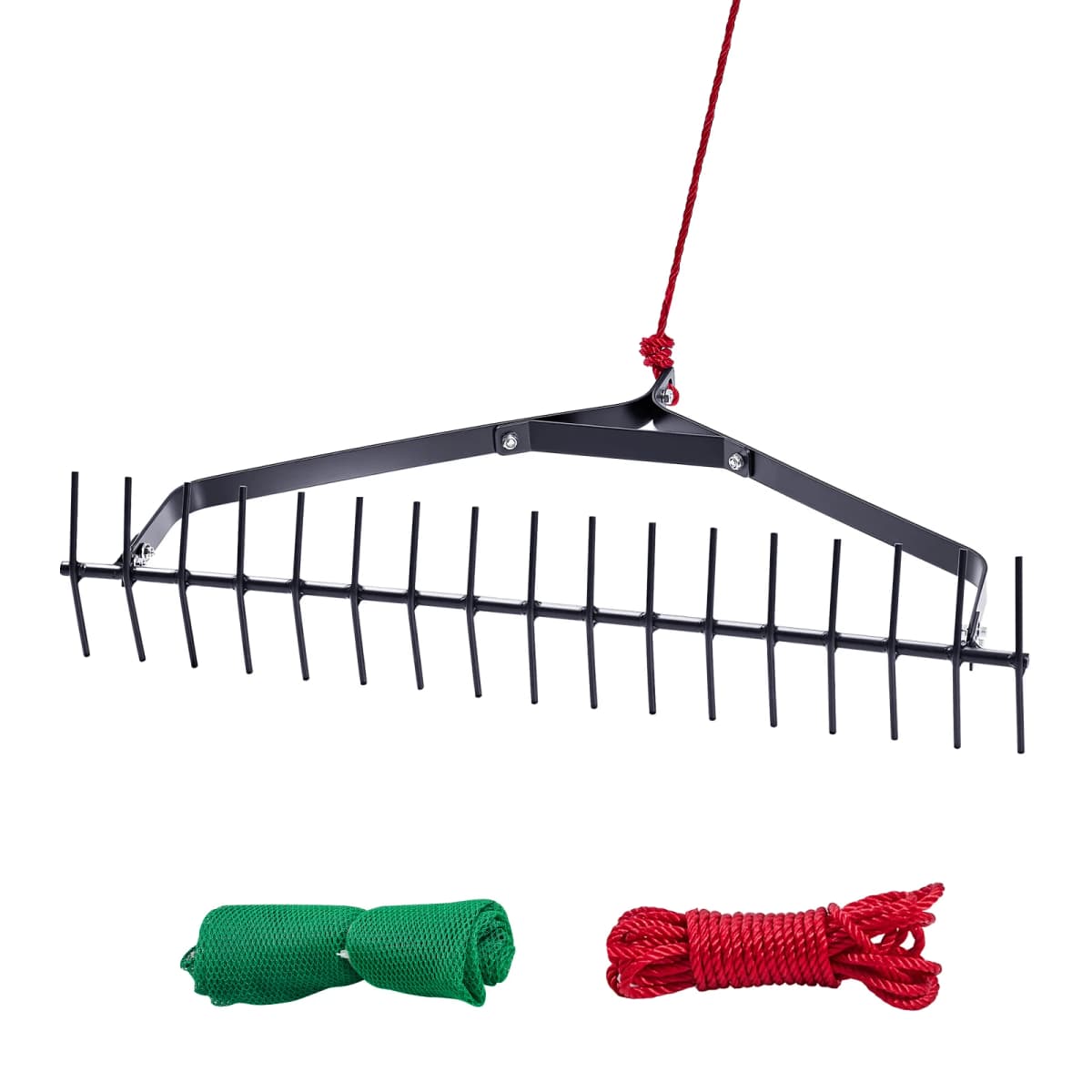 SucceBuy 32 in Aquatic Weed Rake 6.3 Double Weeds Cutter w/ 30ft Rope No Assembly Required Clearing Tool to Pond Lake Rivulet