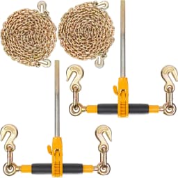 SucceBuy 2 PCS Ratchet Chain Binder 3/8"-1/2" with G80 Chains 12000 lbs Adjusting Handle Tie Down Hauling for Flatbed Trailer