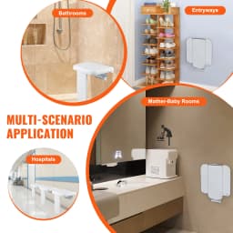 SucceBuy Folding ABS Shower Seat 15.7'' x 16.7'' Unfolded Wall Mounted Fold Up Shower Bench with 440 lbs Load Capacity Chair