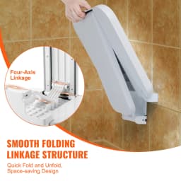 SucceBuy Folding ABS Shower Seat 15.7'' x 16.7'' Unfolded Wall Mounted Fold Up Shower Bench with 440 lbs Load Capacity Chair
