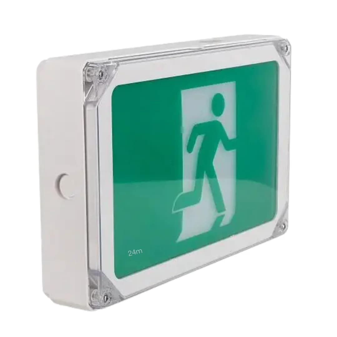 IP65 Exit Light Weatherproof Wall/Ceiling Mount, Single/Double Sided 24M w/ Running Man Diffusers