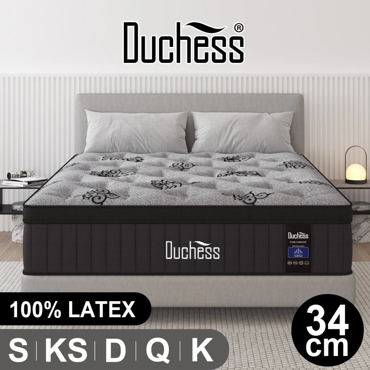 Duchess QUEEN DOUBLE KING SINGLE Mattress Bed Euro Top Pocket Spring Medium Firm 34cm