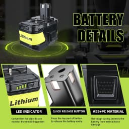 1/2/4Pcs P109 9.0Ah Li-on Replace for Ryobi 18V Battery Pin P102 P103 P104 P108 Compatible for Ryobi 18V Cordless Power Tools