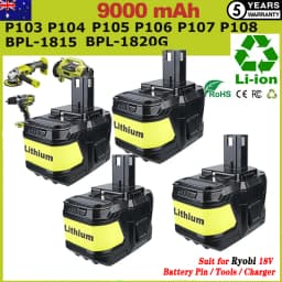1/2/4Pcs P109 9.0Ah Li-on Replace for Ryobi 18V Battery Pin P102 P103 P104 P108 Compatible for Ryobi 18V Cordless Power Tools