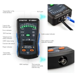BT-5900A Multi functional cable tester Cable Finder Tone Generator Probe Kit Wire Tracker Toner Ethernet LAN Network CableTester