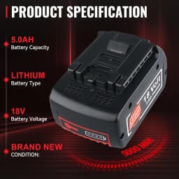 1/2/4Pcs BAT609 18V 5.0Ah Li-on Battery Replacement for Bosch 18V BAT610G BAT618G BAT619 BAT621 Cordless Power Tool Battery Pin