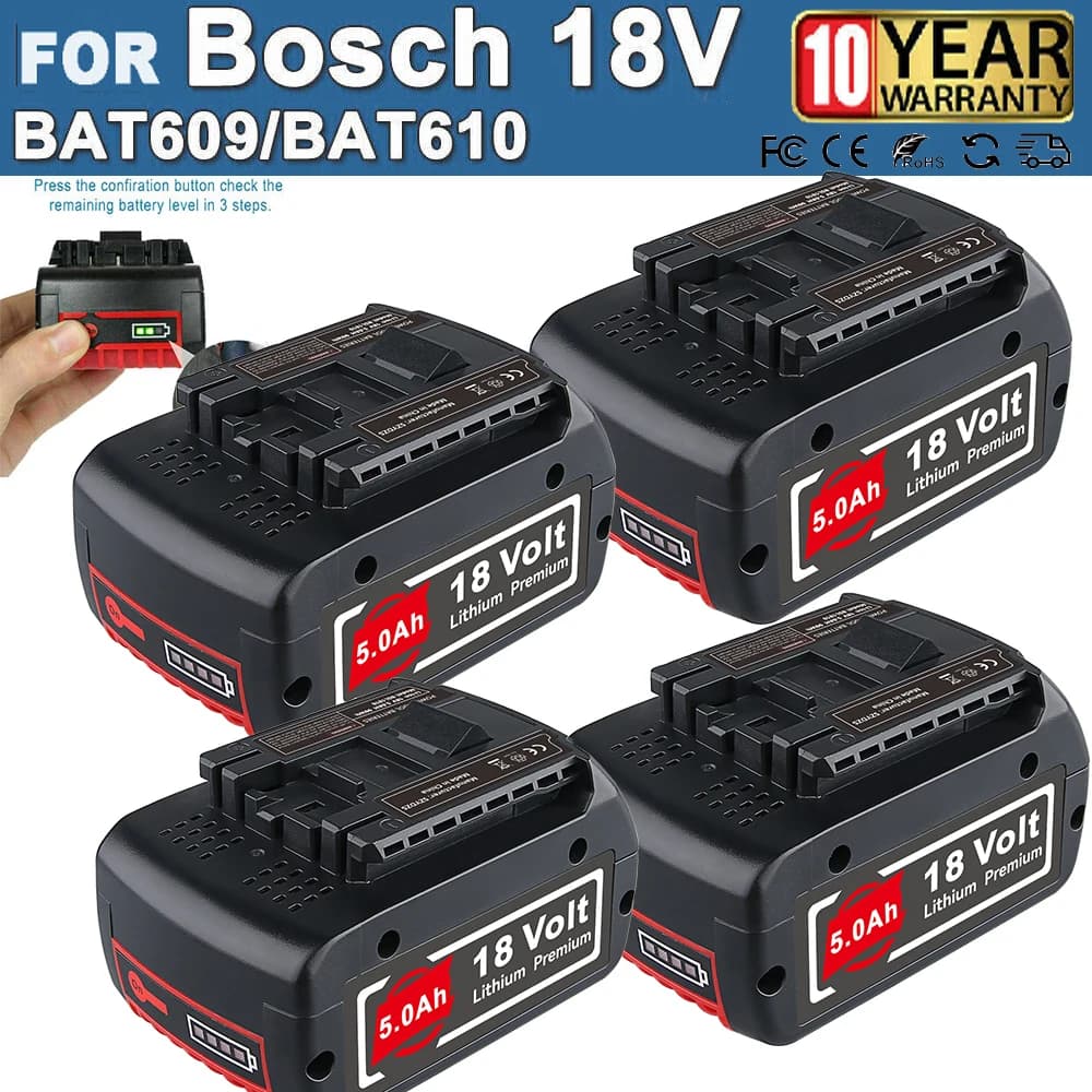 1/2/4Pcs BAT609 18V 5.0Ah Li-on Battery Replacement for Bosch 18V BAT610G BAT618G BAT619 BAT621 Cordless Power Tool Battery Pin