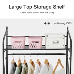 Heavy Duty Metal Garment Rack Stand - Freestanding Shoe And Clothes Storage with Shelves - Horizontal Hanging Rail