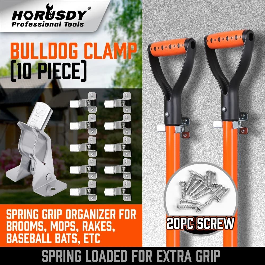 HORUSDY 10 Pack Spring Grip Mop and Broom Holder for Shovel , Rake, Broom, Mop Holder, Etc.