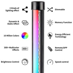 150CM RGB Floor Lamp Corner Light Stand LED Bluetooth Remote Control Streaming