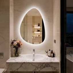 70/77CM Irregular Illuminated LED Bathroom Mirror Makeup Vanity Mirror for Wall 3 Colors Setting Anti-fog