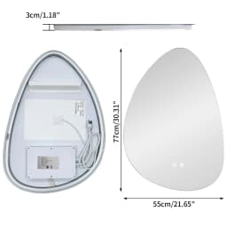 70/77CM Irregular Illuminated LED Bathroom Mirror Makeup Vanity Mirror for Wall 3 Colors Setting Anti-fog