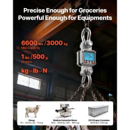 SucceBuy 3000kg/10000kg Digital Crane Scale with LCD & 3 Unit Switch Remote Control Industrial Hanging Scale for Garage Factory