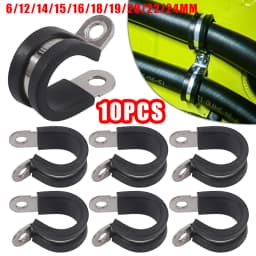10PCS P Clips Rubber Lined Cable Hose Pipe Clamps Holder Air Clip Clamp 6mm-24mm