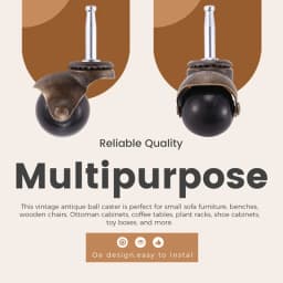 1.5Inch Ball Casters Wheels For Furniture Casters Set Of 4 With 8 X 38Mm Mounting Stem Sleeve Socket Insert Replacement