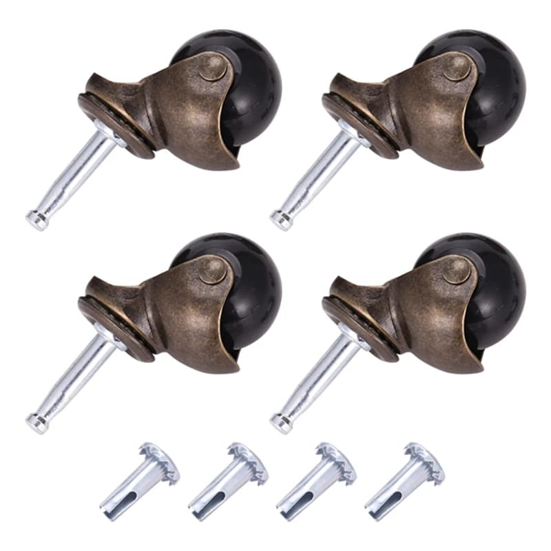 1.5Inch Ball Casters Wheels For Furniture Casters Set Of 4 With 8 X 38Mm Mounting Stem Sleeve Socket Insert Replacement