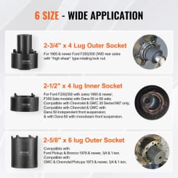 SucceBuy Spindle Nut Socket Tool Kit 1/2 inch Drive 6 Piece Axle Hub Nut Socket Set Vehicles Axle Spindle Nut Retainers Remover