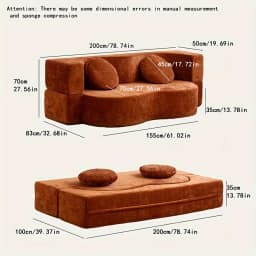 Cream sand hair bed, folding living room sofa, multi-function sofa, apartment high elastic foam double sofa