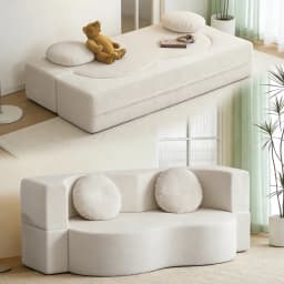 Cream sand hair bed, folding living room sofa, multi-function sofa, apartment high elastic foam double sofa