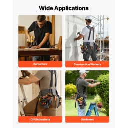 SucceBuy 22 Pockets Tool Belt Work Tool Pouch Waist Adjustable 32 - 68in Utility Belt Bag Suspenders for Electrician Carpenter