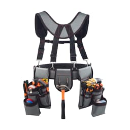 SucceBuy 22 Pockets Tool Belt Work Tool Pouch Waist Adjustable 32 - 68in Utility Belt Bag Suspenders for Electrician Carpenter
