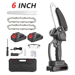 Mini Cordless Electric Chainsaw 6-Inch Wood Cutter Rechargeable 2X Battery-Powered for Home Improvement And Outdoor Living