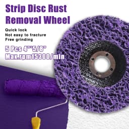 5Pcs 4" x 5/8" Purple Poly Strip Disc Wheel for Grinding Paint Rust Fit for Angle Grinder