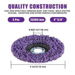 5Pcs 4" x 5/8" Purple Poly Strip Disc Wheel for Grinding Paint Rust Fit for Angle Grinder