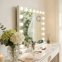 Large Hollywood Vanity Lighted Makeup Mirror with 17 Dimmable Led Bulbs & USB Charging Port