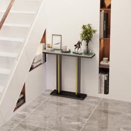 Luxury Console Entryway Table with High-End Sintered Stone Top & Sturdy Metal Frame – Ideal for Foyer Decor