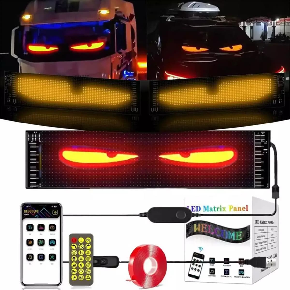 DIY Truck Specific Devil's Eye LED Screen Car Eye Light Truck Dynamic LED Light
