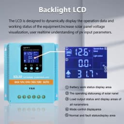 AU Stock Y&H MPPT 60A 80A 100A Solar Charge Controller 12V 24V 36V 48V LCD Display Solar Panel Battery Intelligent Regulator