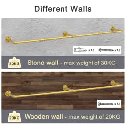 Wall Mounted Industrial Pipe Clothes Rack Bedroom Hanging Garment Rail Rack Space Saving Shelf