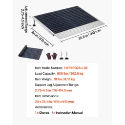 SucceBuy 24x36in / 36x36in Non-Slip Threshold Ramp with Adjustable Height Platform Aluminum Door Threshold Ramps for Doorways