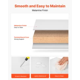 SucceBuy Melamine/Closet System Wooden Shelves Cut to Size 3/4/5 Retractable Hanger Rods Replacement Cabinet Shelf for Closets